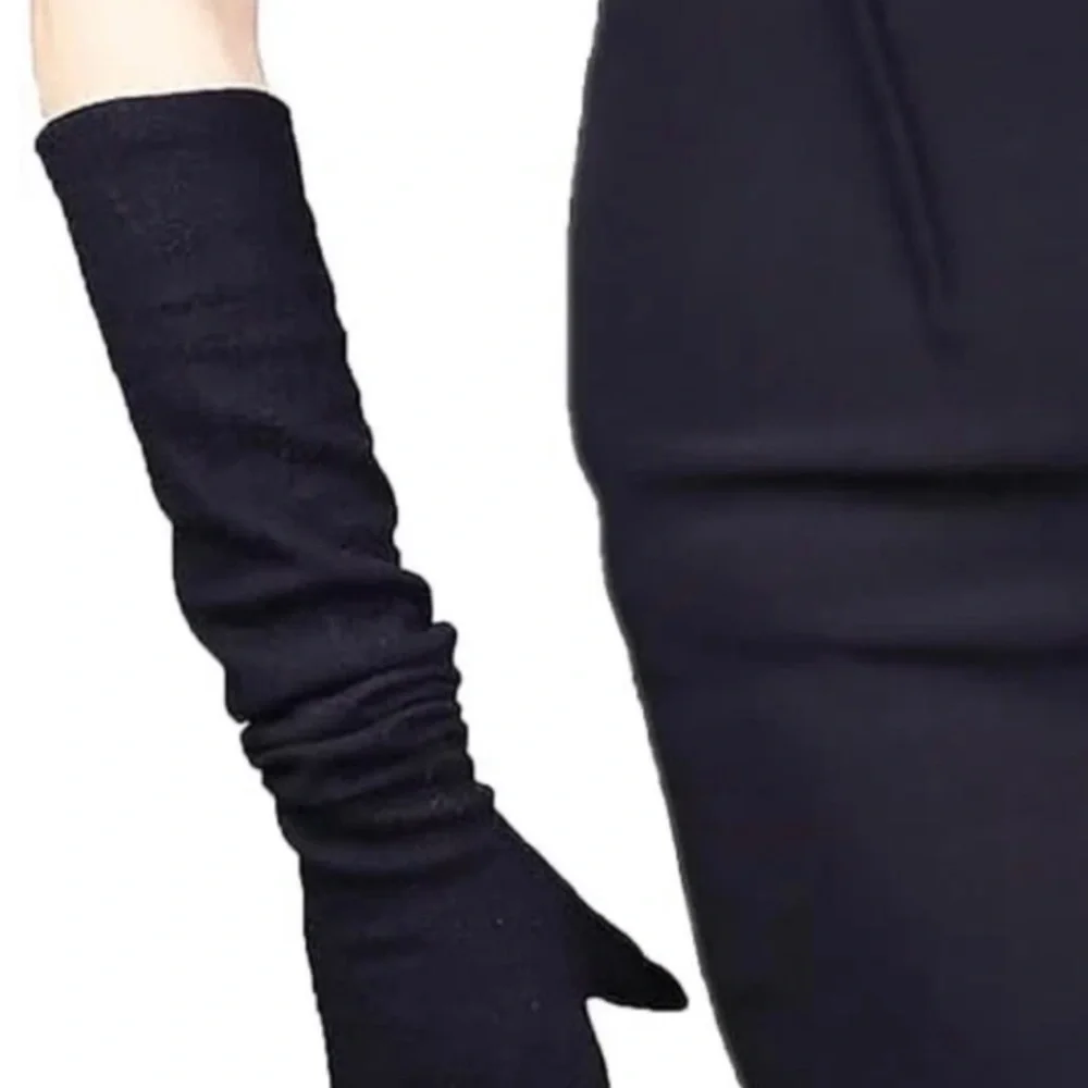 LUXURY CASHMERE WOOL BLEND ELBOW LENGH ELEGANT GLOVES